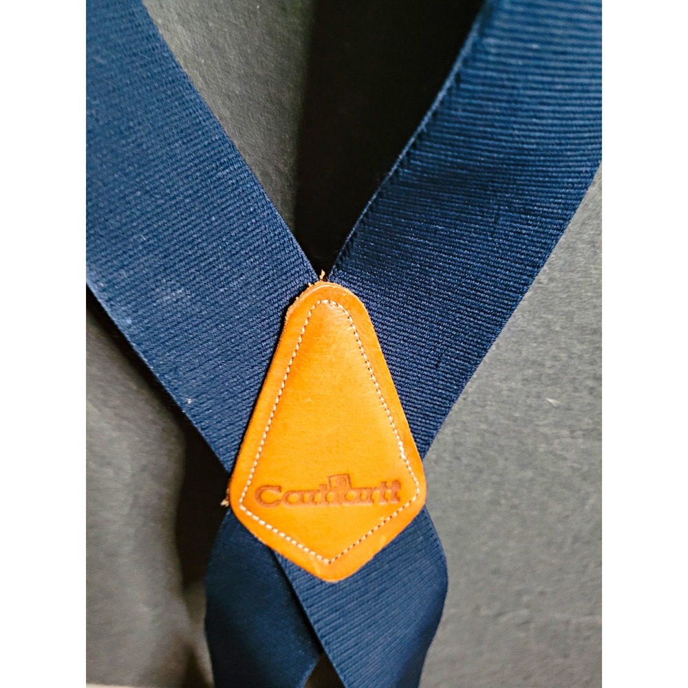 Carhartt Men's Adjustable Button Suspenders Elastic/Leather Blue Brown One Size